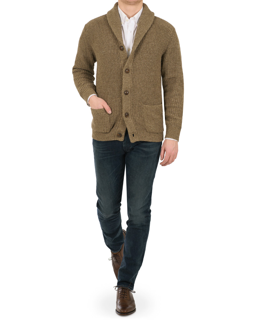 Herr | Tröjor | Polo Ralph Lauren | Cotton Blend Shawl Collar Cardigan Beige Gurkha