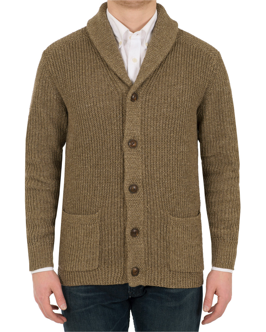 Herr | Tröjor | Polo Ralph Lauren | Cotton Blend Shawl Collar Cardigan Beige Gurkha