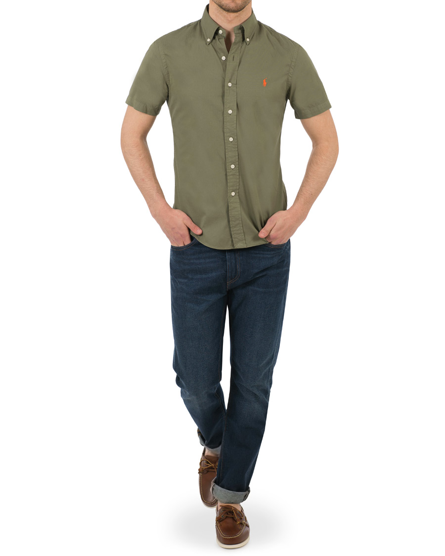 Herr | Skjortor | Polo Ralph Lauren | Slim Fit Button Down Short Sleeve Shirt Mountain Green