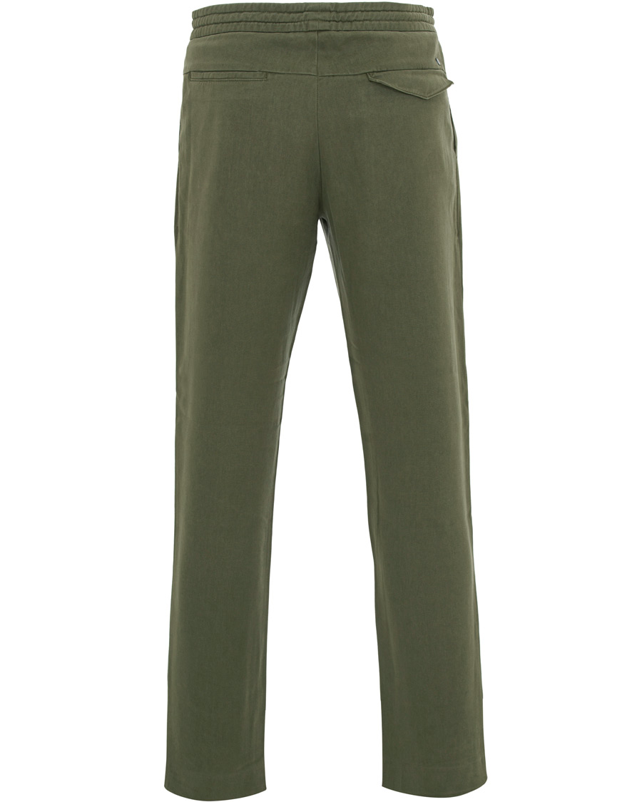 Herr | Byxor | NN07 | Domenico Tencel Pleated Draw String Trousers Moss Green