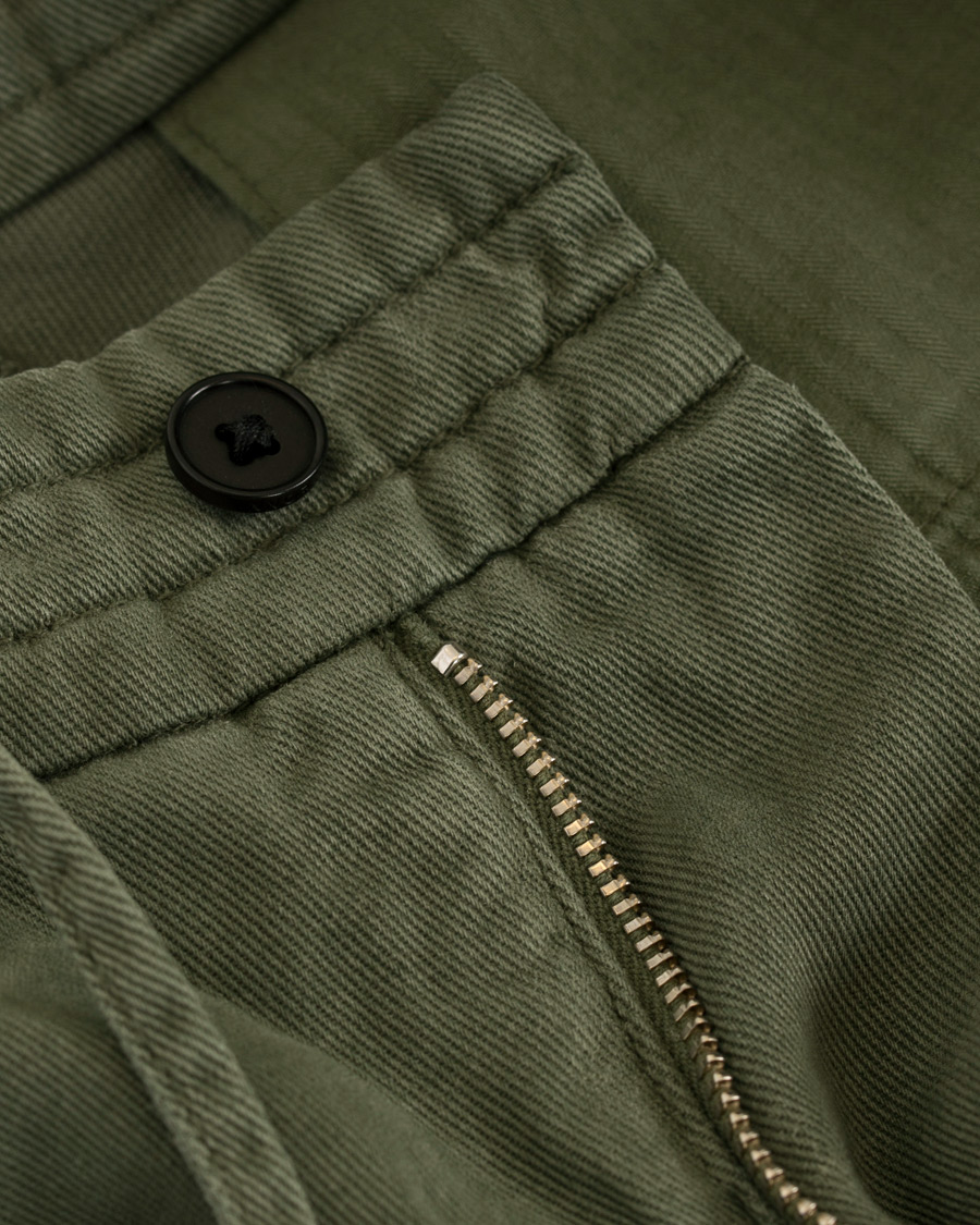 Herr | Byxor | NN07 | Domenico Tencel Pleated Draw String Trousers Moss Green