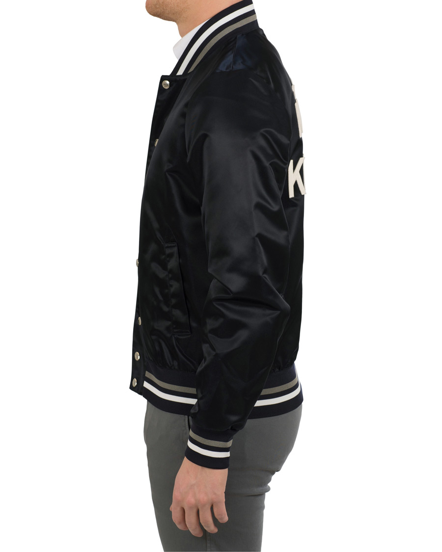 Maison Kitsuné Fox-patch Satin Bomber Jacket | Black