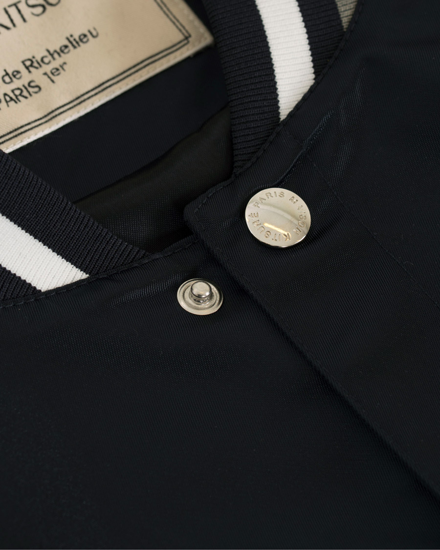 Maison Kitsuné Satin Teddy Baseball Jacket Navy | Herr