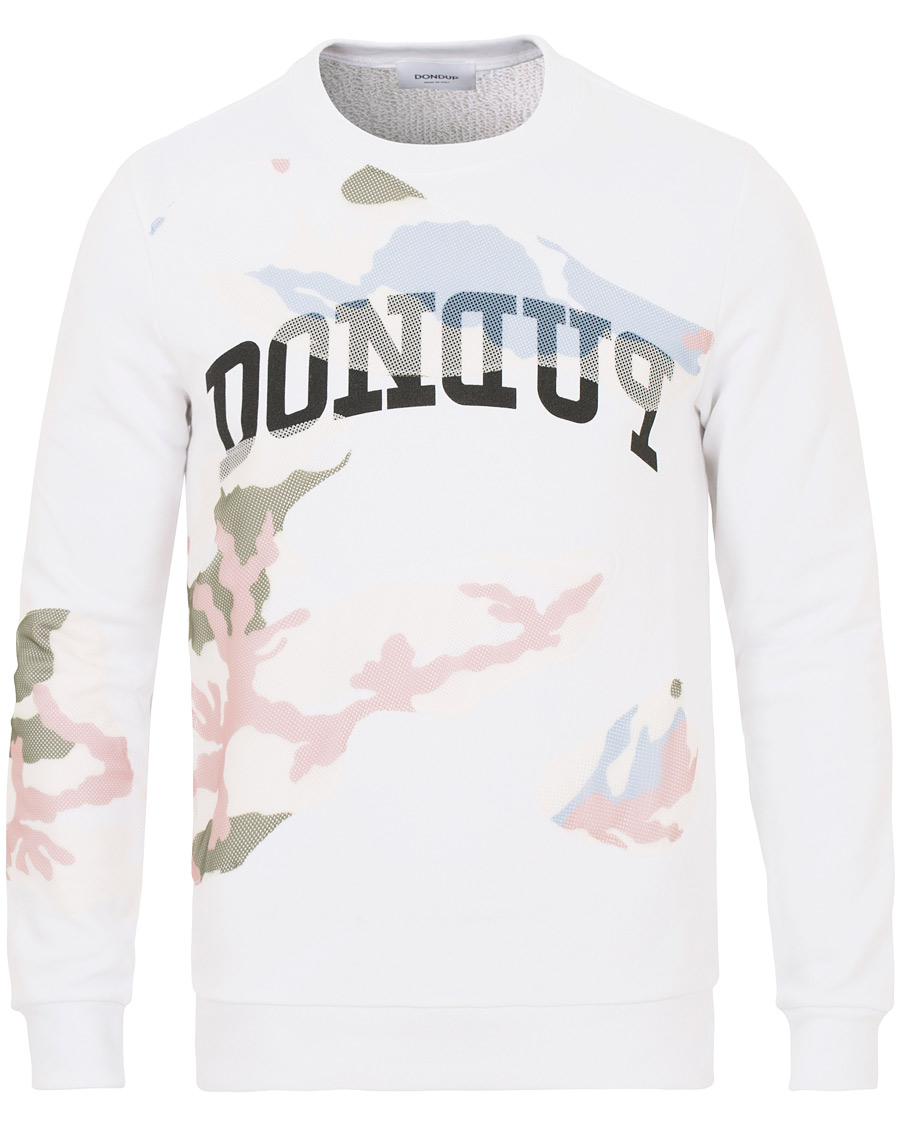 Herr | Tröjor | Dondup | Camo Print Crew Neck Sweatshirt White