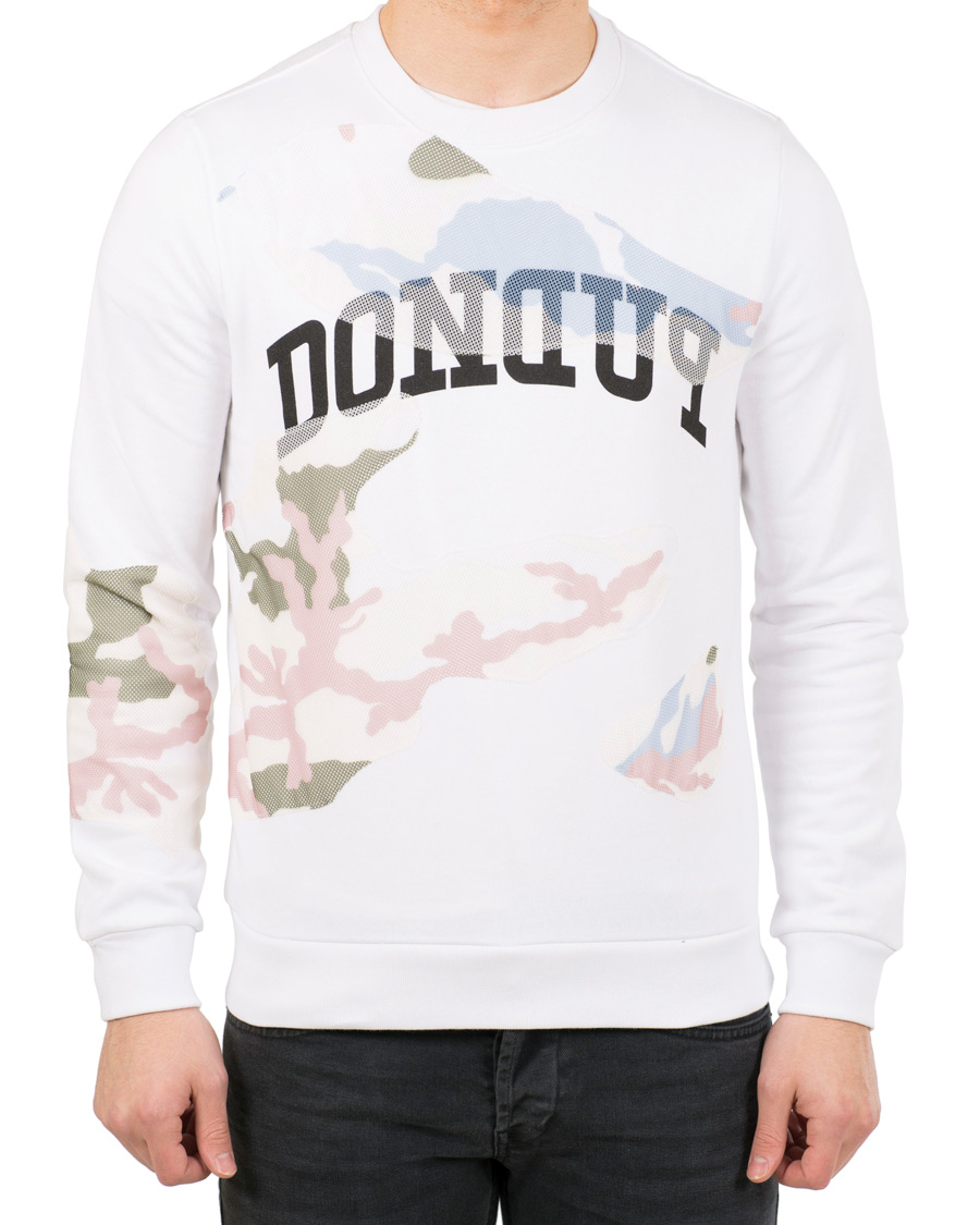 Herr | Tröjor | Dondup | Camo Print Crew Neck Sweatshirt White