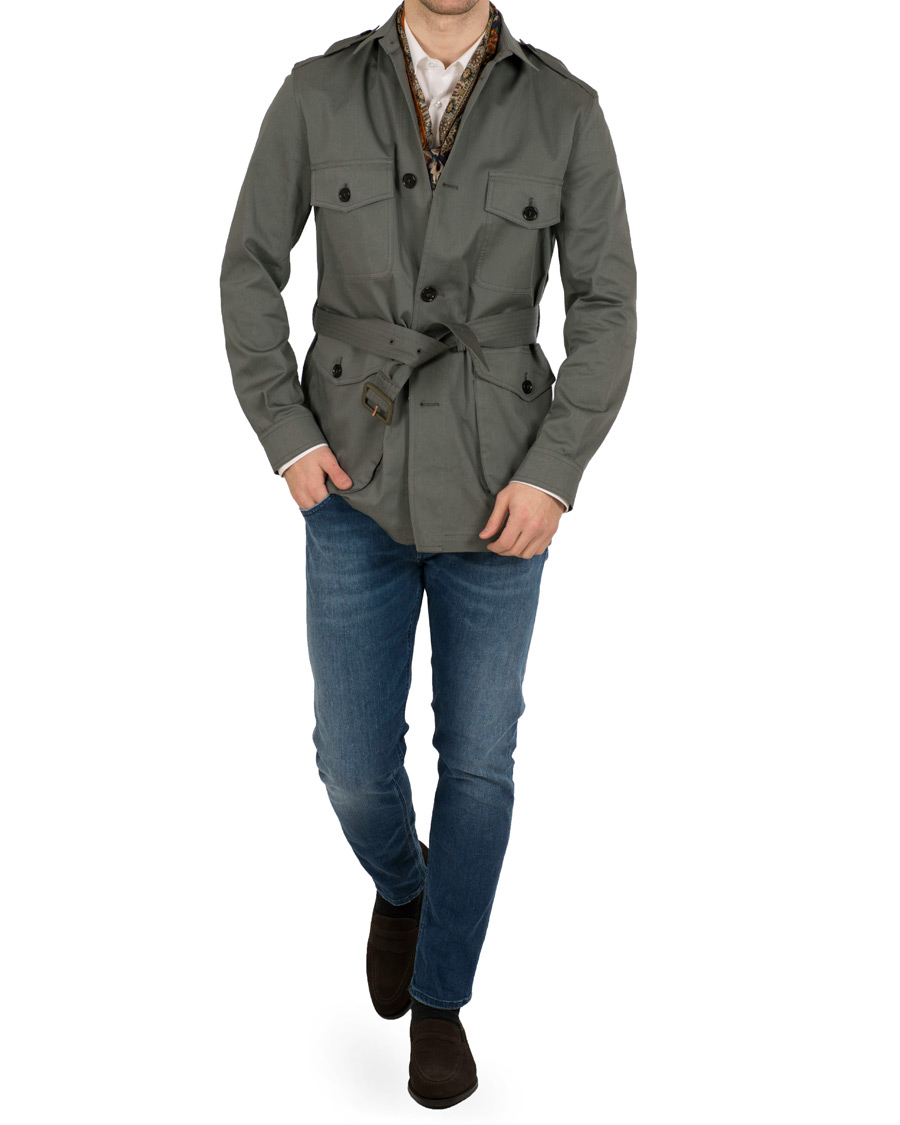 Herr | Jackor | Private White V.C. | Belted Safari Jacket Teal Green