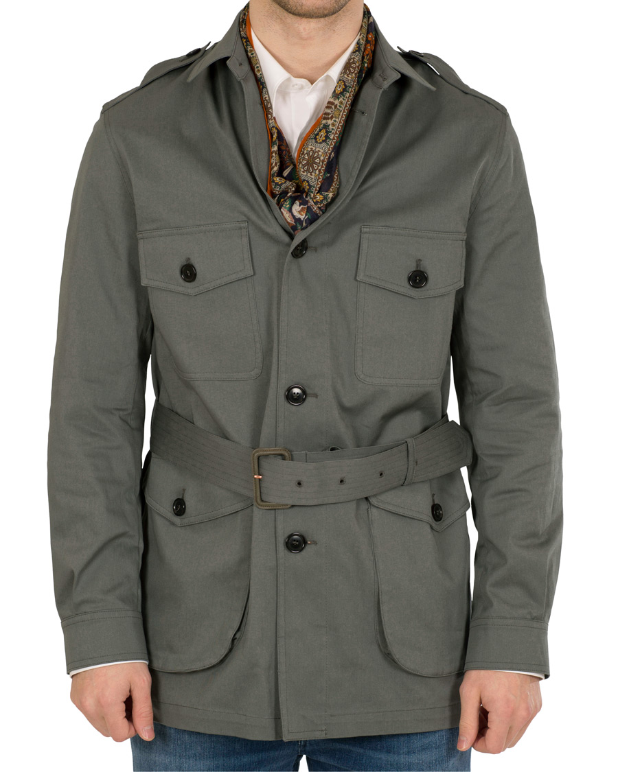 Herr | Jackor | Private White V.C. | Belted Safari Jacket Teal Green