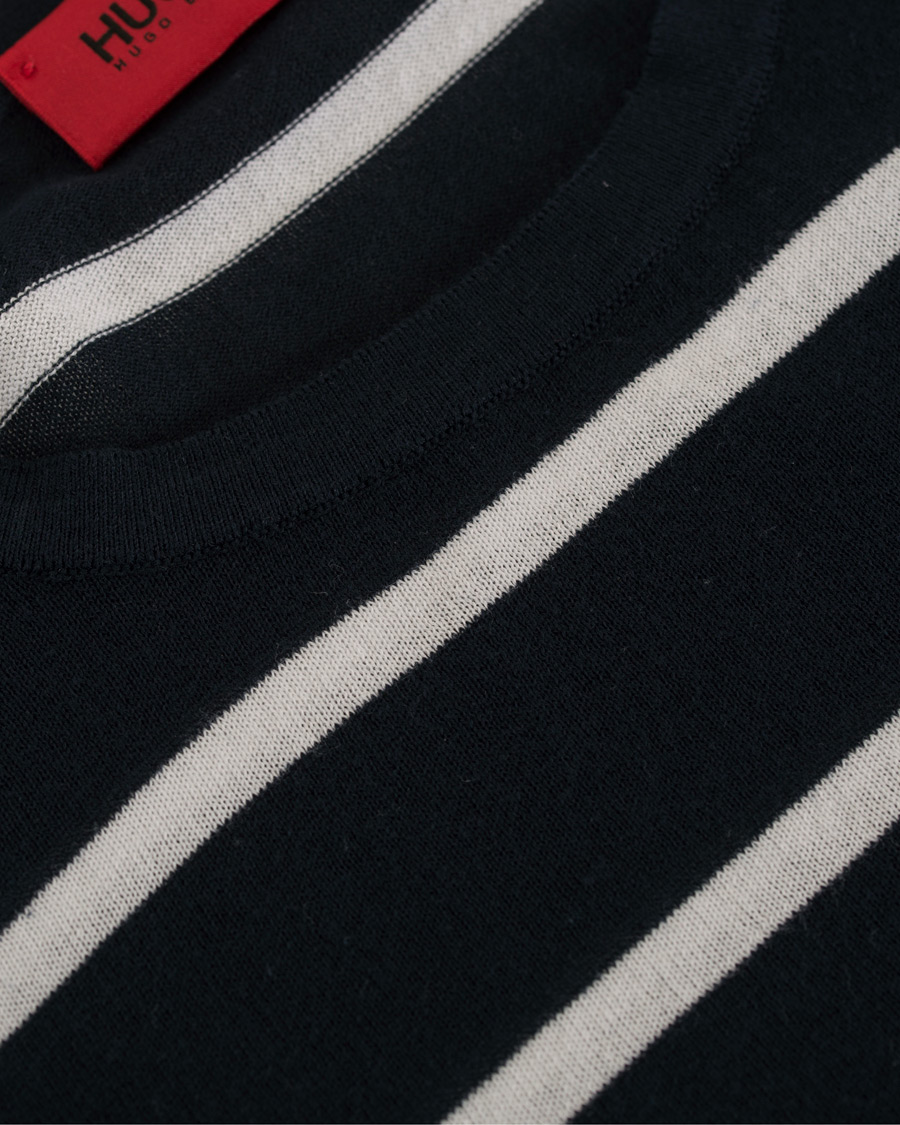 Herr | Tröjor | HUGO | Simun Stripe Knitted Crew Neck Navy/White