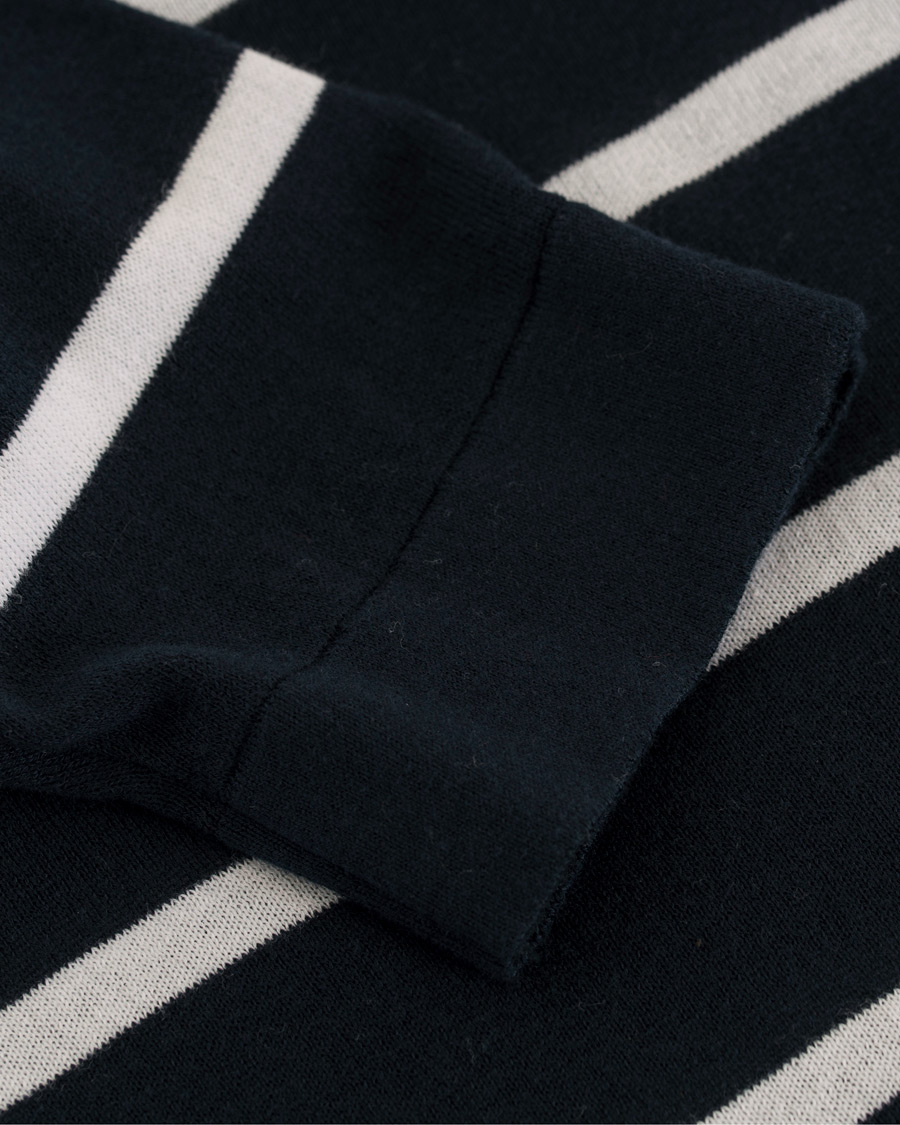 Herr | Tröjor | HUGO | Simun Stripe Knitted Crew Neck Navy/White