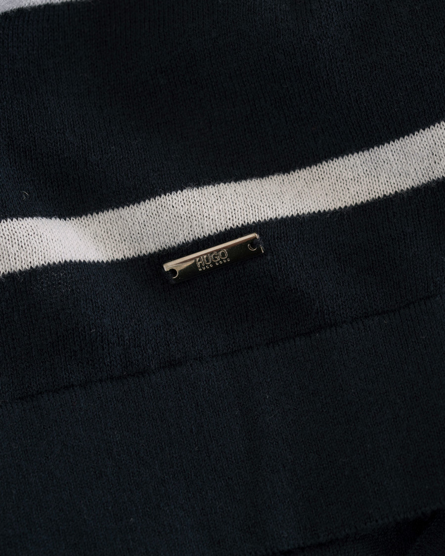 Herr | Tröjor | HUGO | Simun Stripe Knitted Crew Neck Navy/White