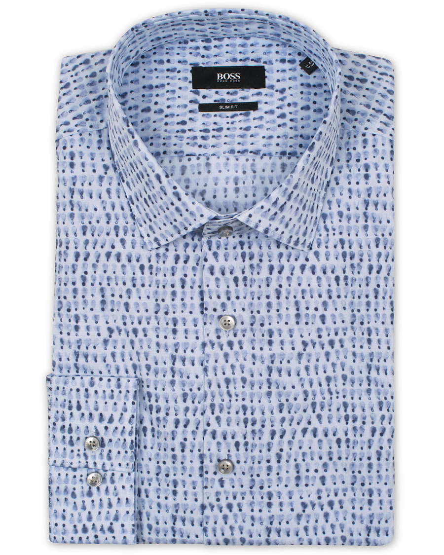 Herr | Skjortor | BOSS BLACK | BOSS Ismo Slim Fit Waterprint Shirt Blue