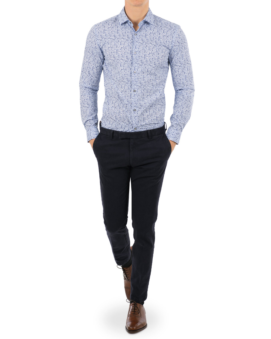 Herr | Skjortor | BOSS BLACK | BOSS Ismo Slim Fit Waterprint Shirt Blue