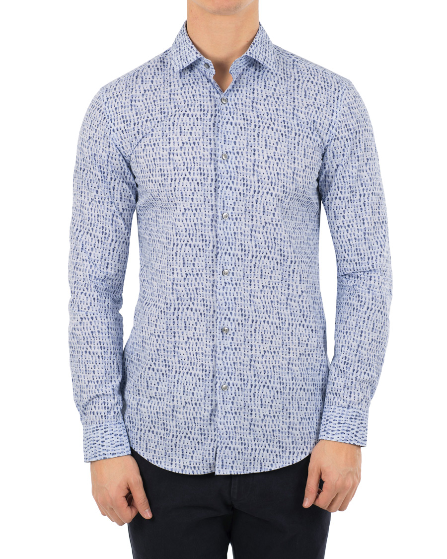 Herr | Skjortor | BOSS BLACK | BOSS Ismo Slim Fit Waterprint Shirt Blue