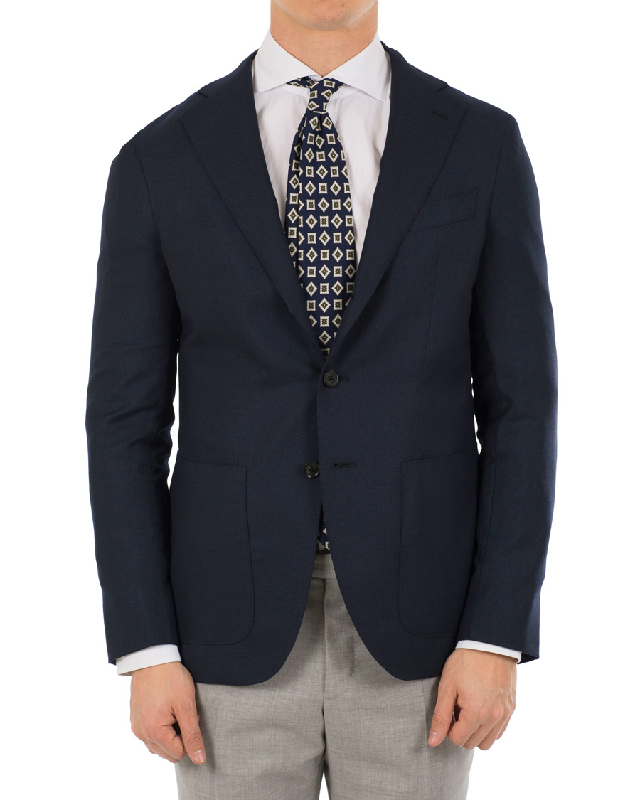Herr | | Caruso | Structure Wool Blazer Navy