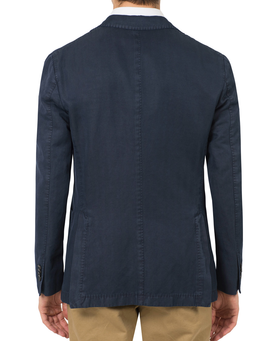Herr | Kavajer | Boglioli | K Jacket Stretch Cotton/Linen Herringbone Blazer Navy