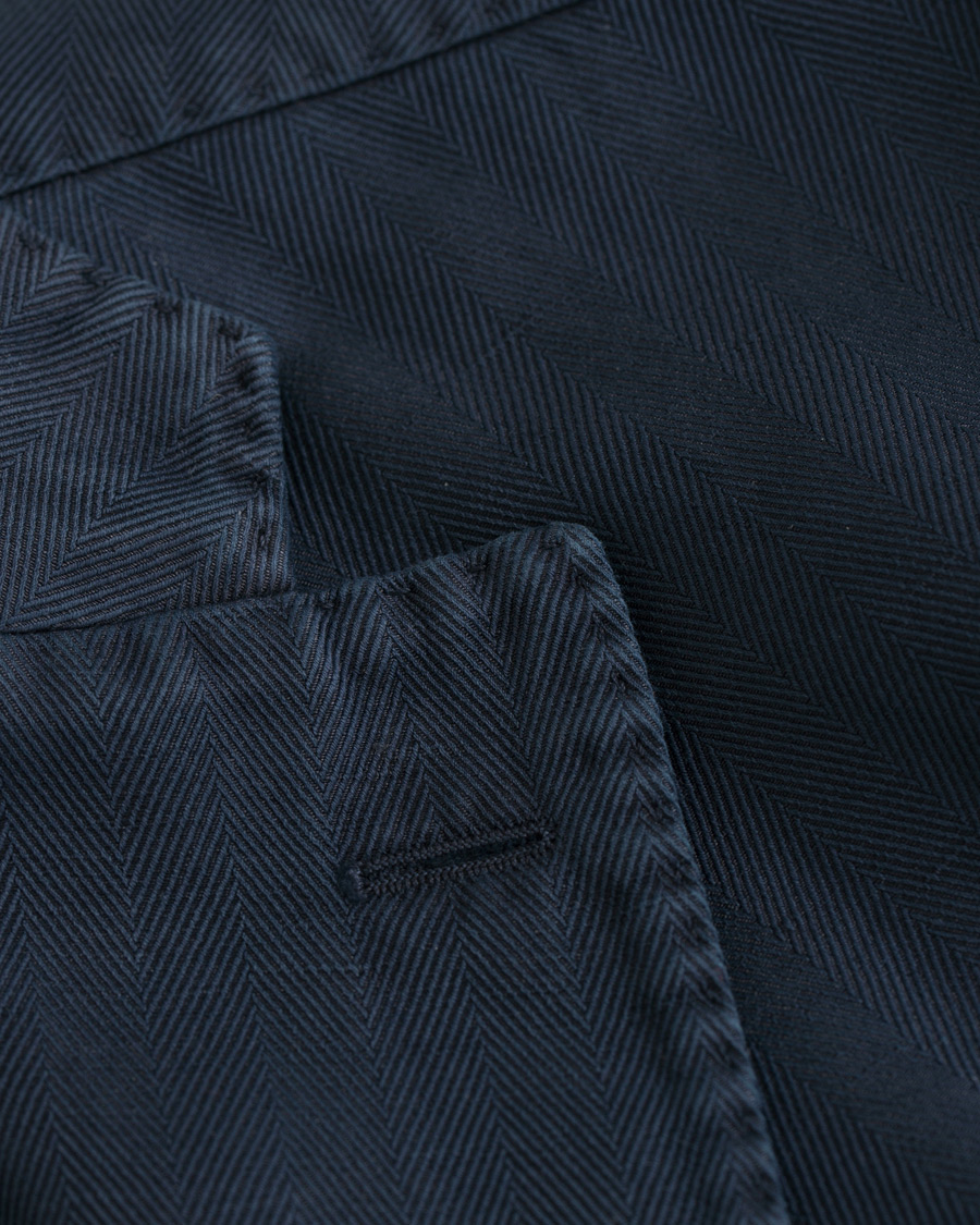 Herr | Kavajer | Boglioli | K Jacket Stretch Cotton/Linen Herringbone Blazer Navy