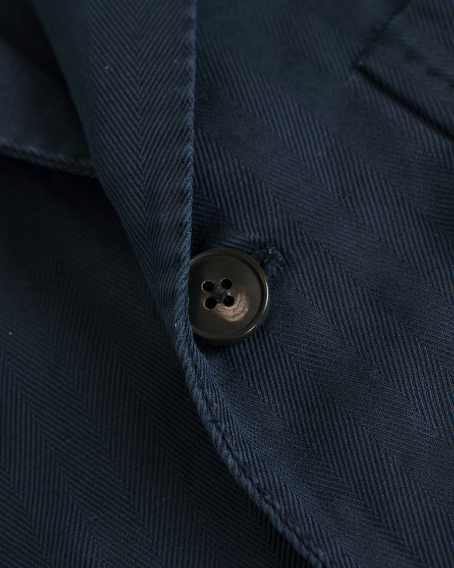Herr | Kavajer | Boglioli | K Jacket Stretch Cotton/Linen Herringbone Blazer Navy