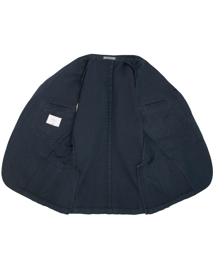 Herr | Kavajer | Boglioli | K Jacket Stretch Cotton/Linen Herringbone Blazer Navy