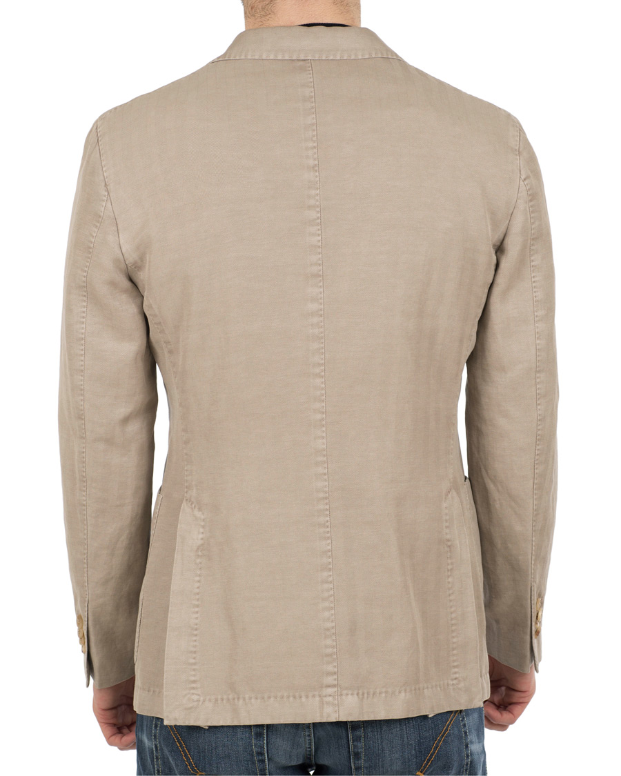 Herr | Kavajer | Boglioli | K Jacket Stretch Cotton/Linen Herringbone Blazer Beige
