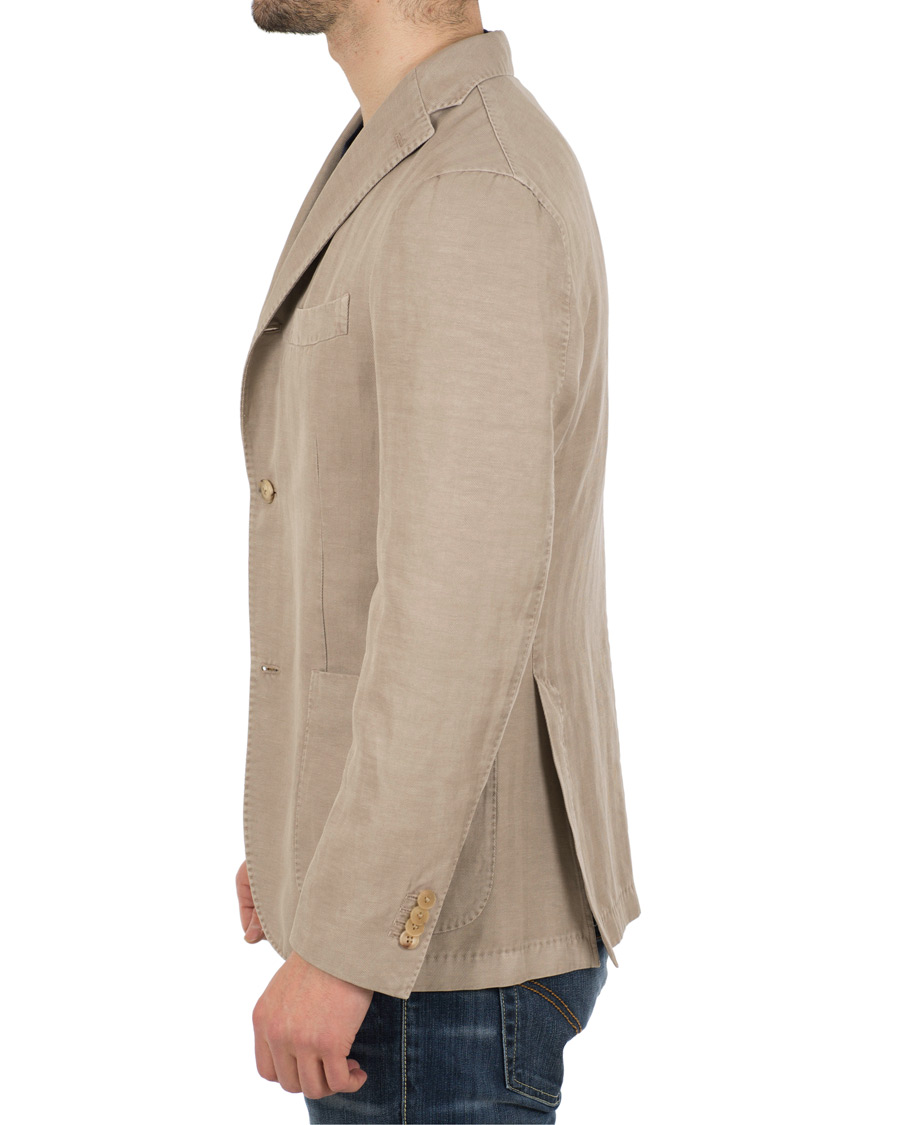 Herr | Kavajer | Boglioli | K Jacket Stretch Cotton/Linen Herringbone Blazer Beige