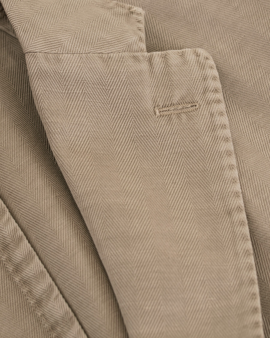 Herr | Kavajer | Boglioli | K Jacket Stretch Cotton/Linen Herringbone Blazer Beige
