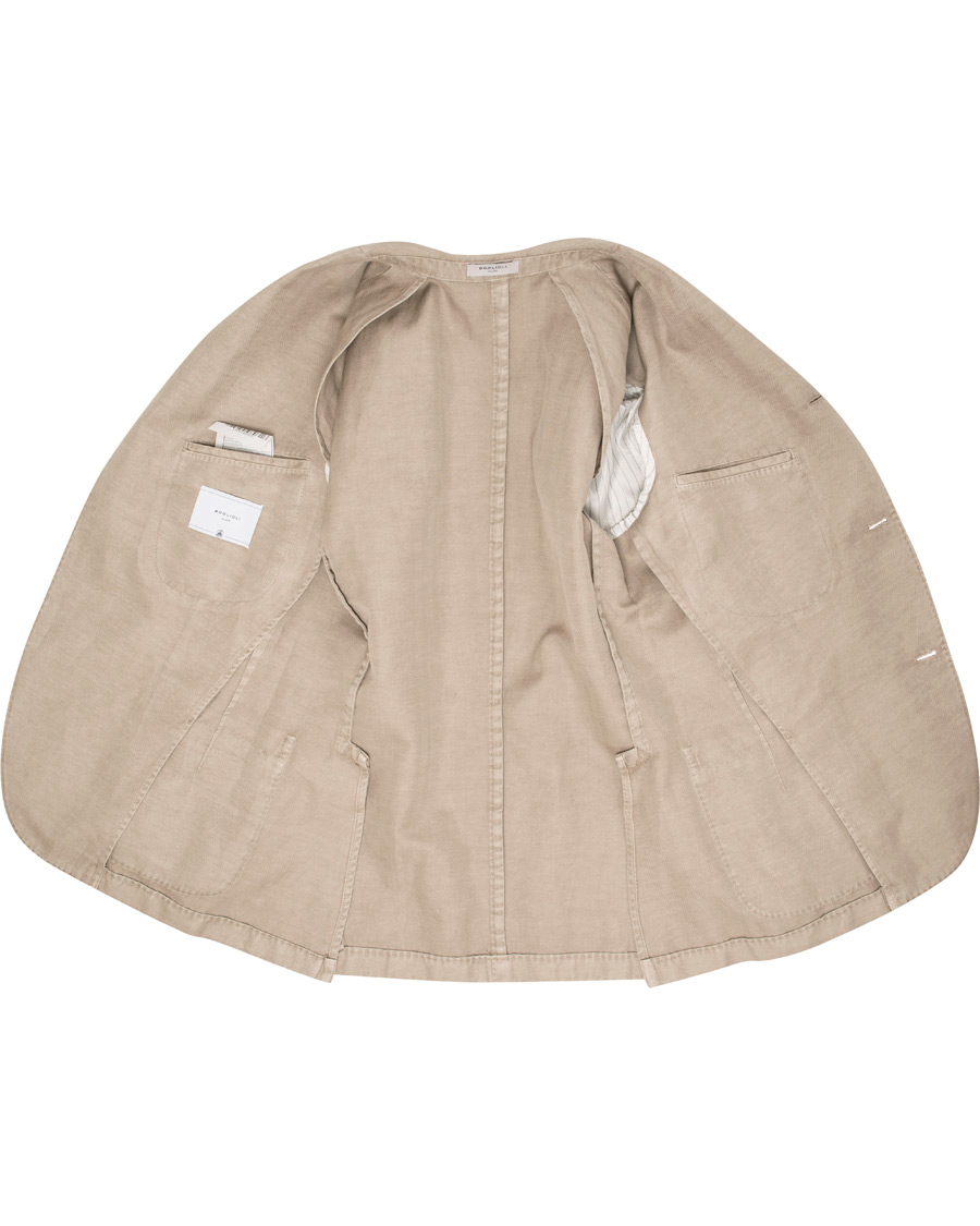 Herr | Kavajer | Boglioli | K Jacket Stretch Cotton/Linen Herringbone Blazer Beige