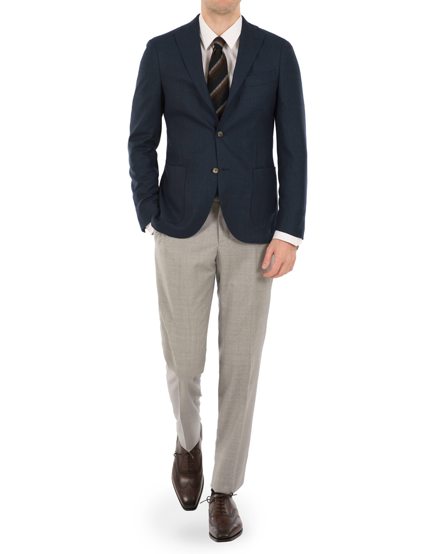 Herr | Byxor | Incotex | Slim Fit Wool Trousers Light Grey