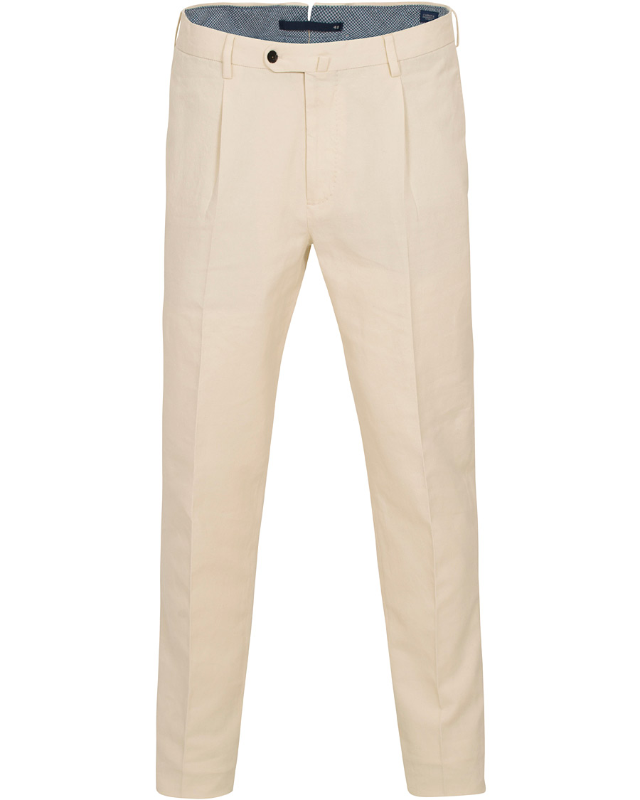Herr | Byxor | Incotex | Carrot Fit Single Pleated Trousers Off White
