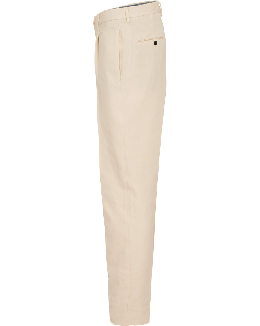 Herr | Byxor | Incotex | Carrot Fit Single Pleated Trousers Off White