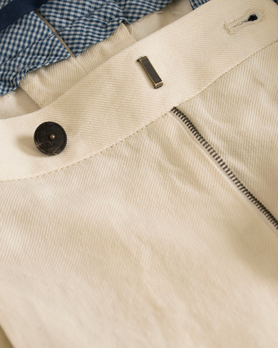 Herr | Byxor | Incotex | Carrot Fit Single Pleated Trousers Off White