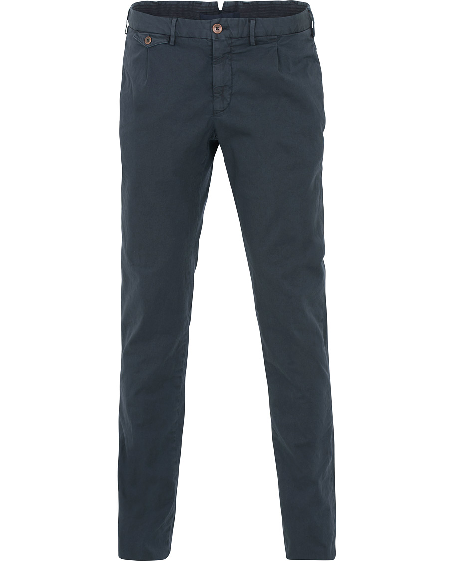 Herr | Byxor | Incotex | Slim Fit Single Pleated Trousers Navy