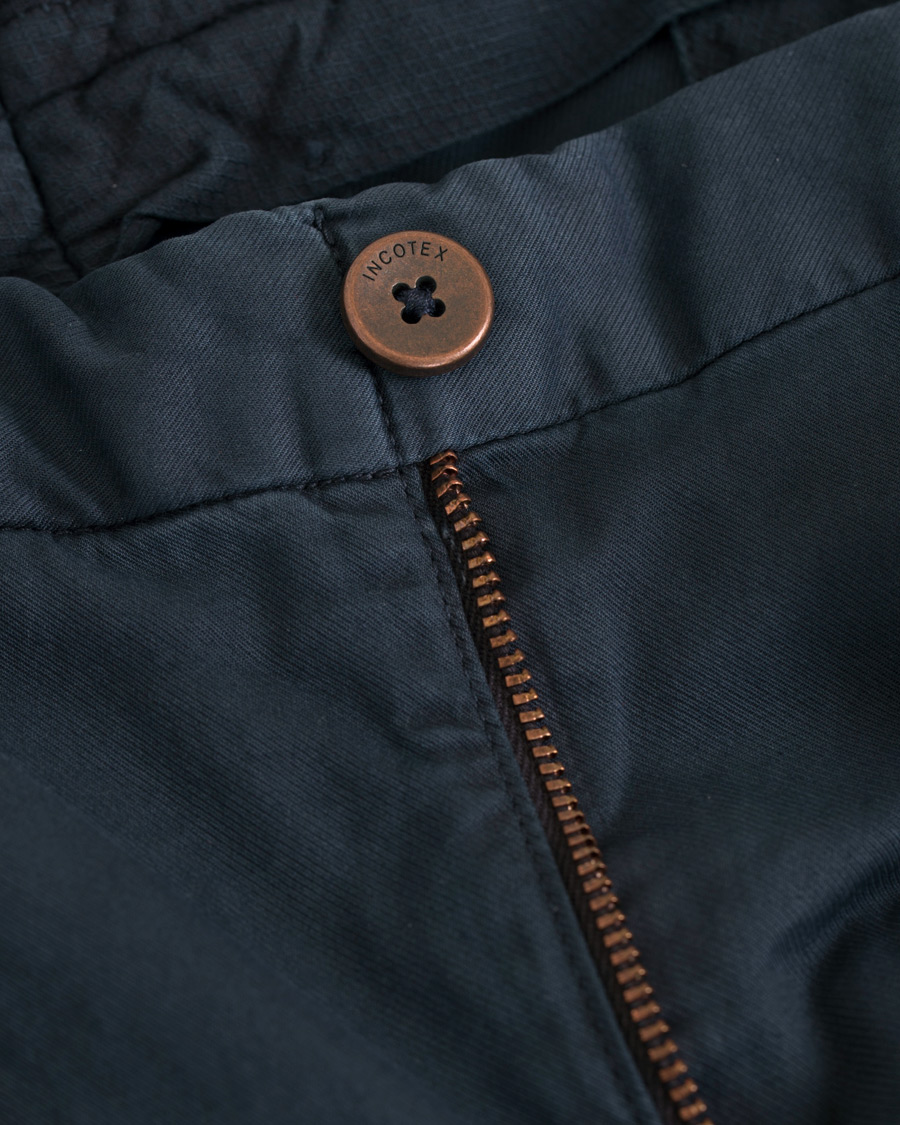 Herr | Byxor | Incotex | Slim Fit Single Pleated Trousers Navy