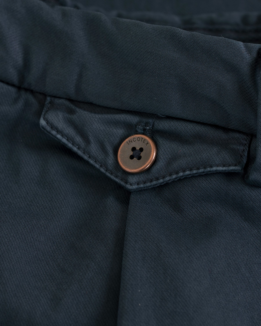Herr | Byxor | Incotex | Slim Fit Single Pleated Trousers Navy
