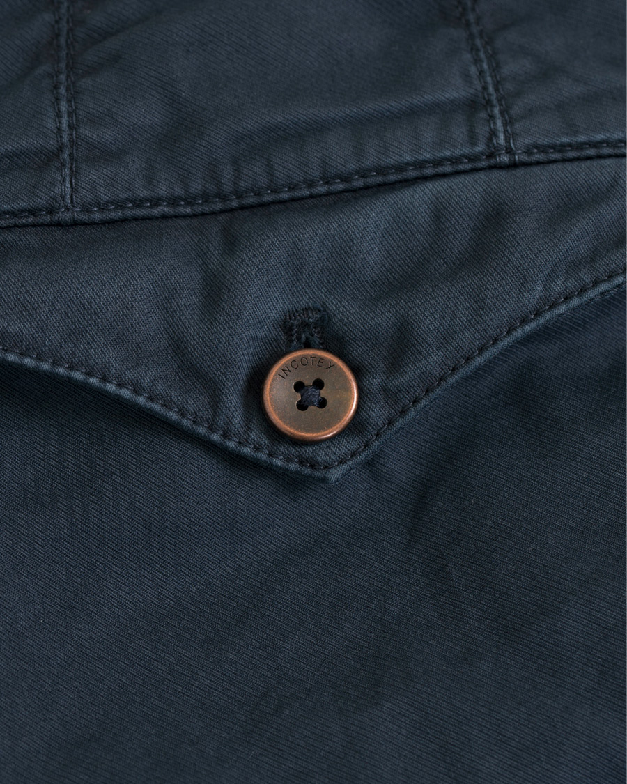 Herr | Byxor | Incotex | Slim Fit Single Pleated Trousers Navy