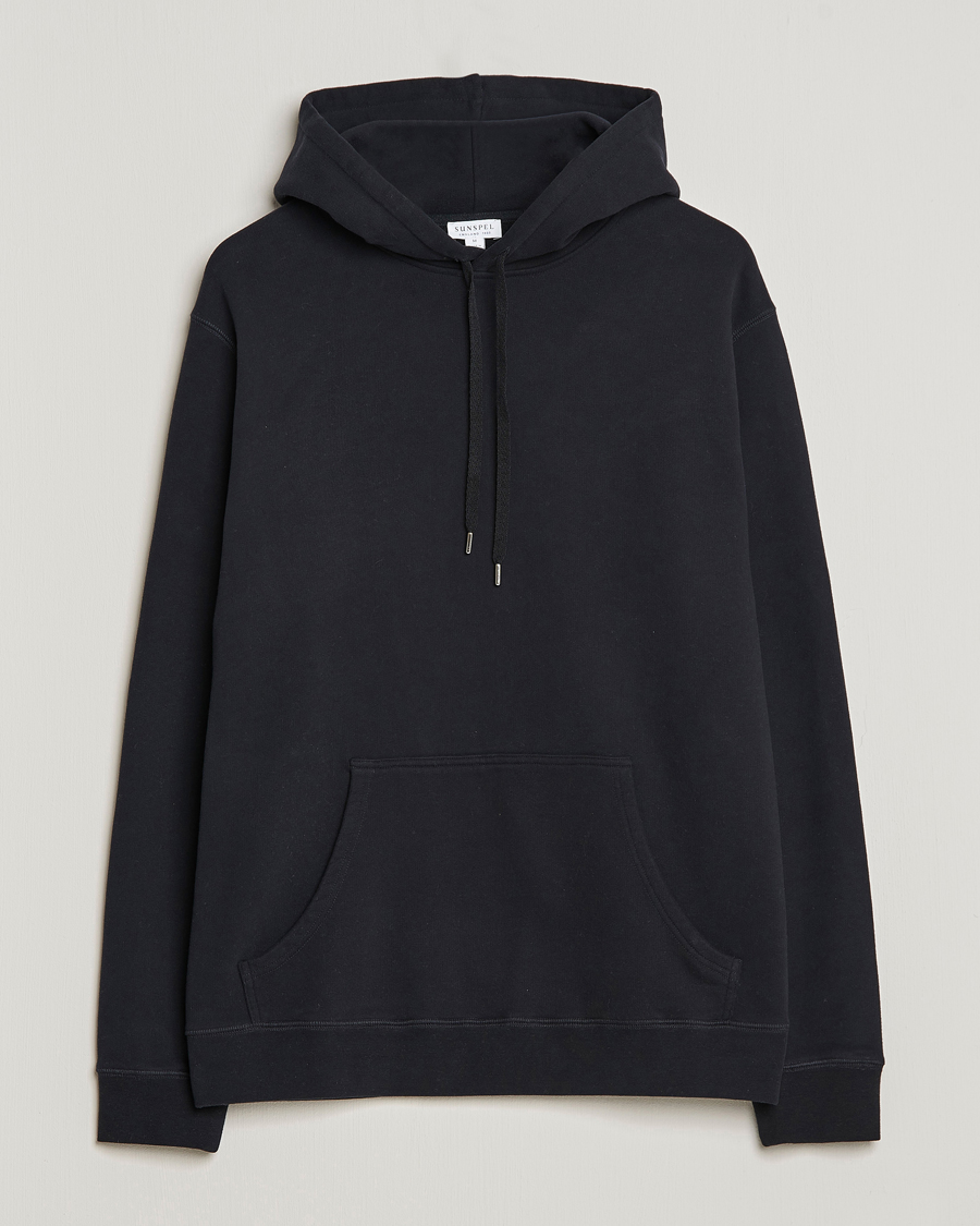 Herr | Tröjor | Sunspel | Loopback Hoodie Black