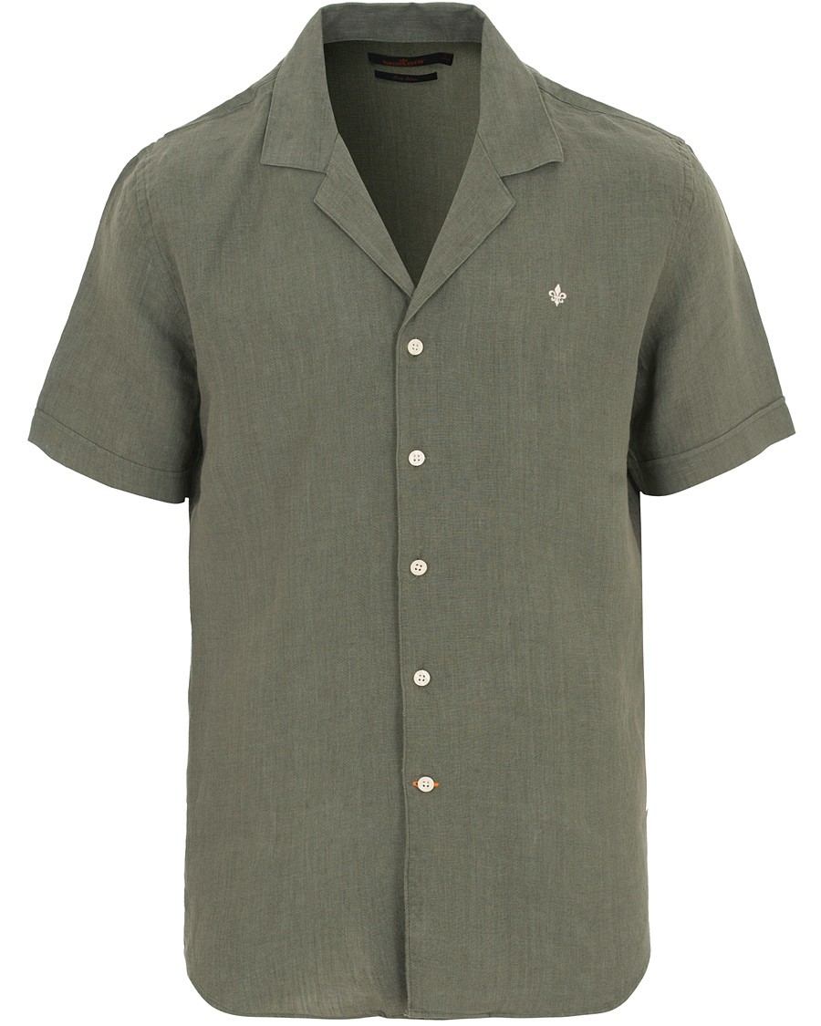 Herr | Skjortor | Morris | Douglas Linen Short Sleeve Shirt Olive
