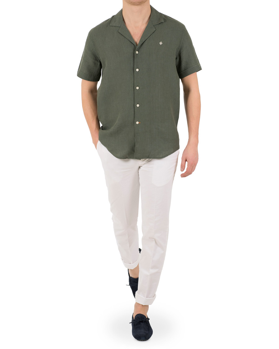 Herr | Skjortor | Morris | Douglas Linen Short Sleeve Shirt Olive
