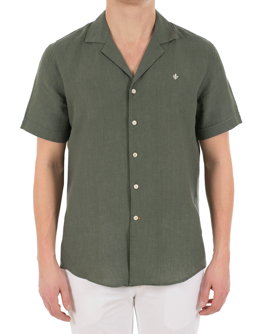 Herr | Skjortor | Morris | Douglas Linen Short Sleeve Shirt Olive