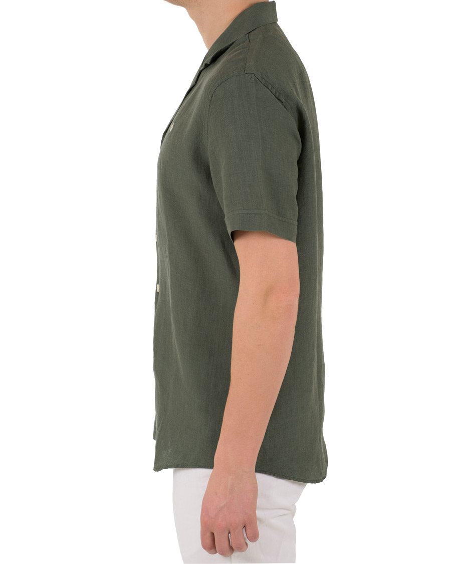 Herr | Skjortor | Morris | Douglas Linen Short Sleeve Shirt Olive