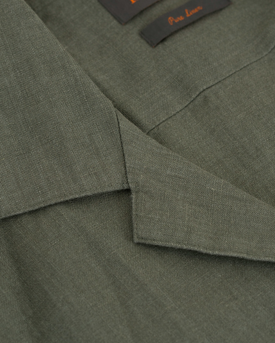 Herr | Skjortor | Morris | Douglas Linen Short Sleeve Shirt Olive