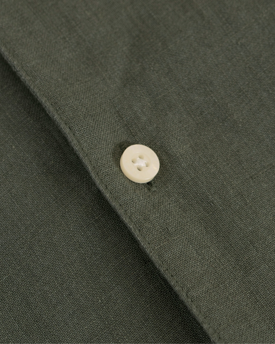 Herr | Skjortor | Morris | Douglas Linen Short Sleeve Shirt Olive