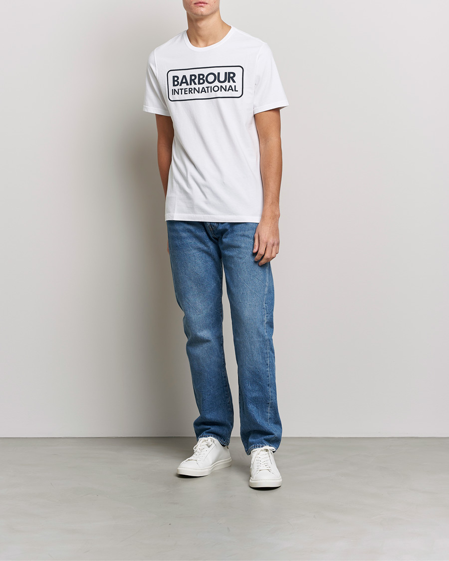 Herr | T-Shirts | Barbour International | Large Logo Crew Neck Tee White