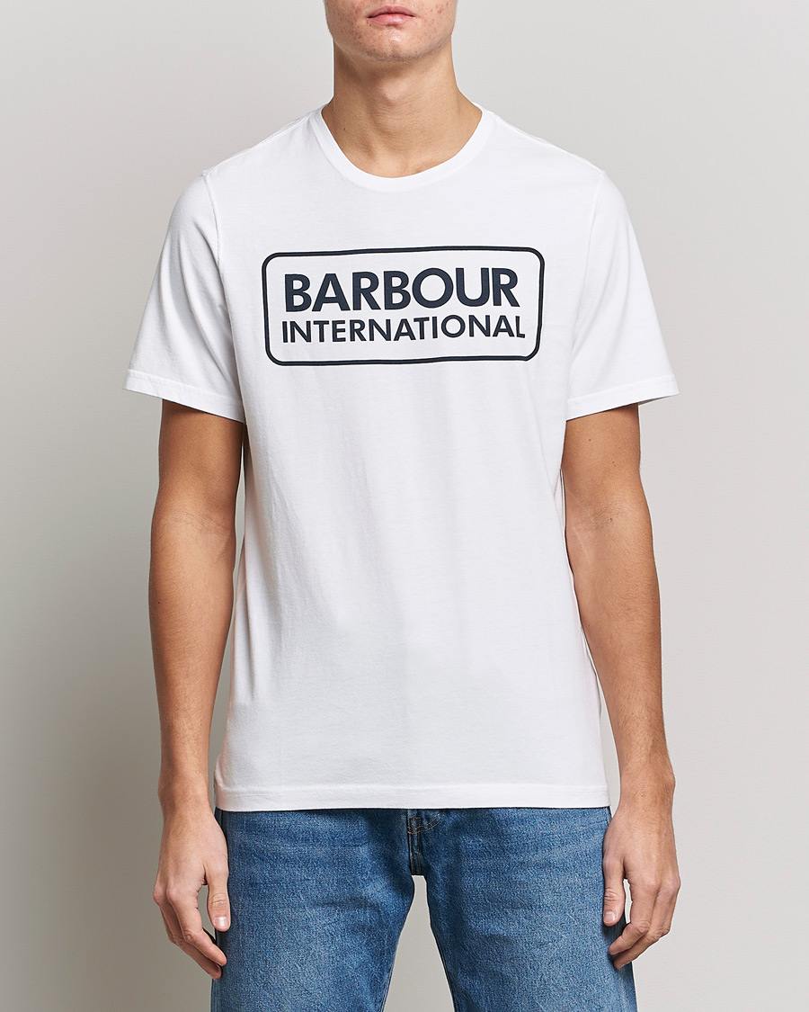 Herr | T-Shirts | Barbour International | Large Logo Crew Neck Tee White