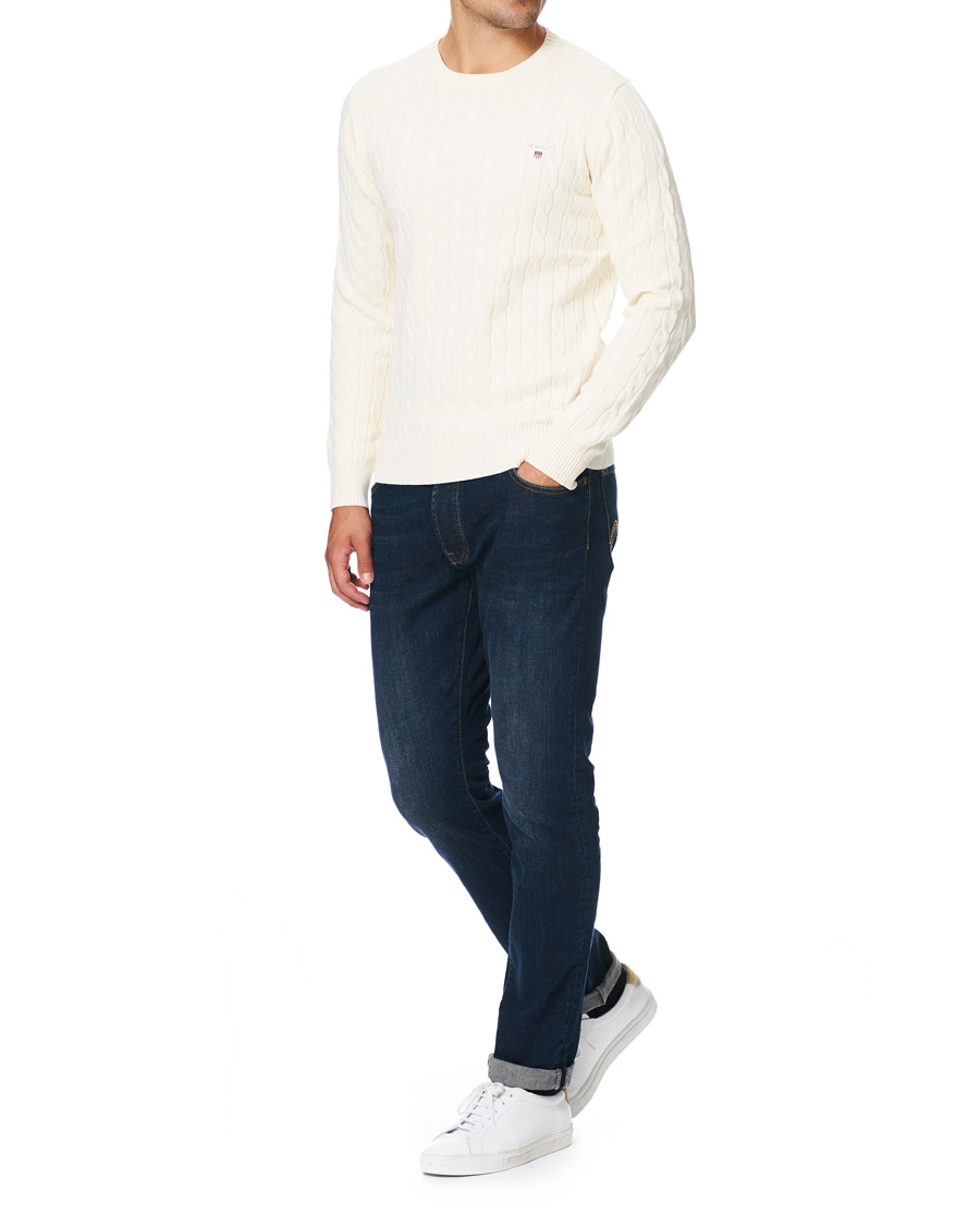 Herr | Tröjor | GANT | Cotton Cable Crew Neck Pullover Creem