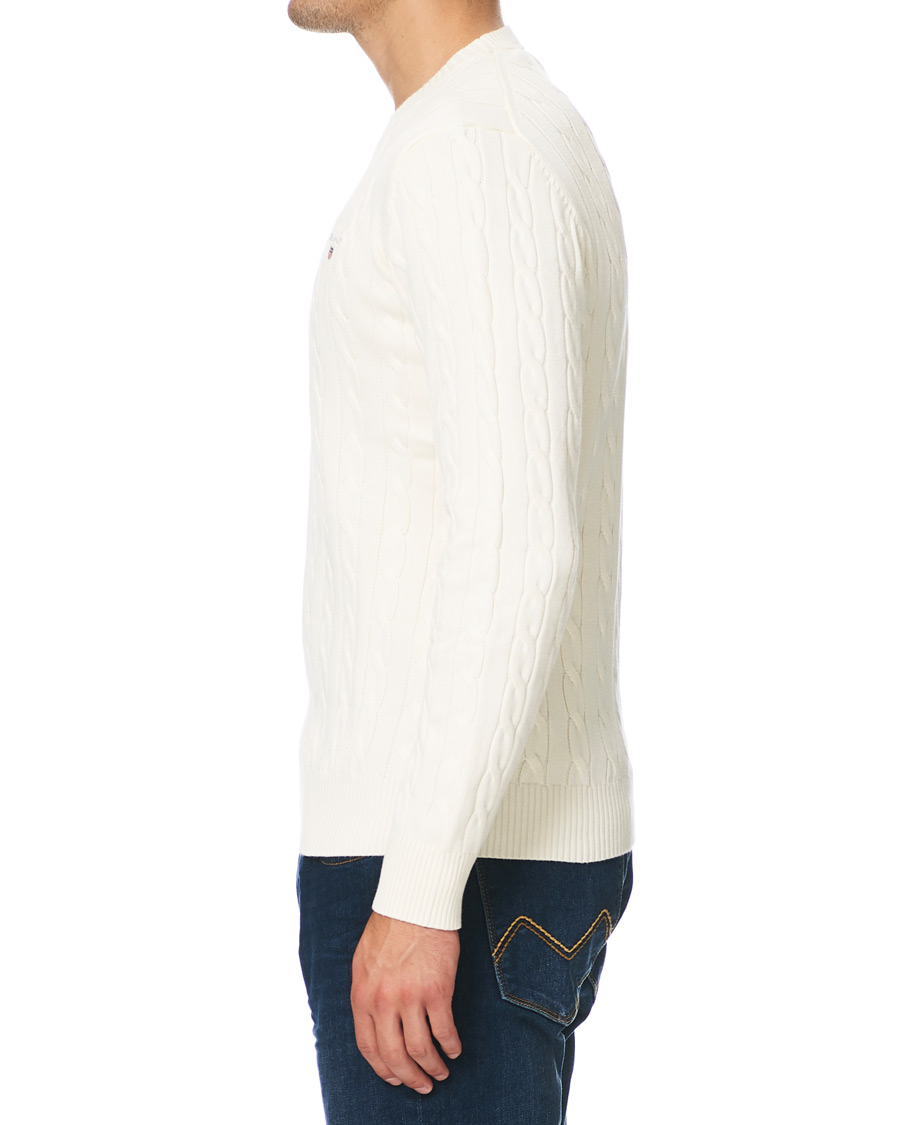 Herr | Tröjor | GANT | Cotton Cable Crew Neck Pullover Creem