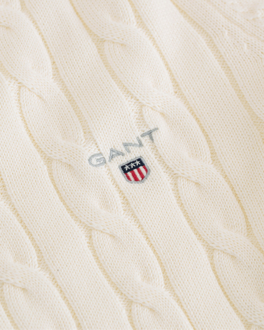 Herr | Tröjor | GANT | Cotton Cable Crew Neck Pullover Creem