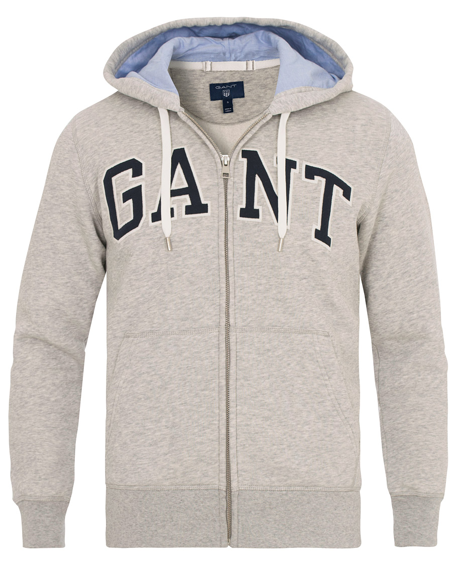 Herr | Tröjor | Gant | Outline Full Zip Hoodie Light Grey Melange