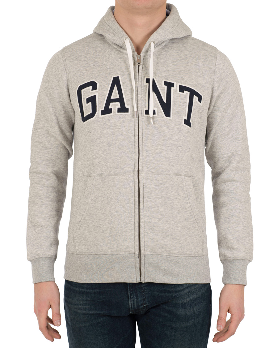 Herr | Tröjor | Gant | Outline Full Zip Hoodie Light Grey Melange