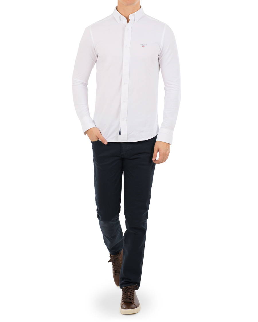 Herr | Skjortor | GANT | Slim Fit Tech Prep Pique Shirt White