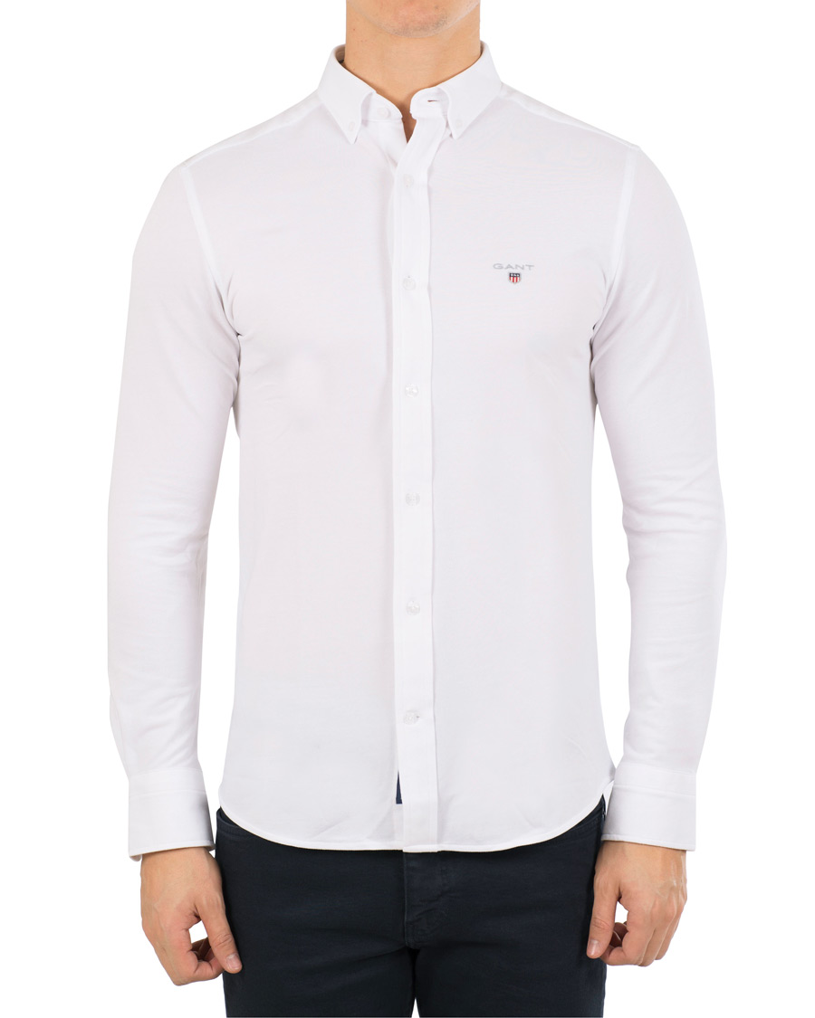 Herr | Skjortor | GANT | Slim Fit Tech Prep Pique Shirt White